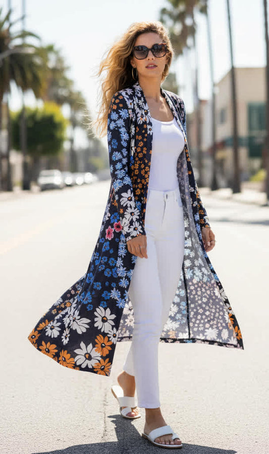 Navy Rust Floral Patchwork-