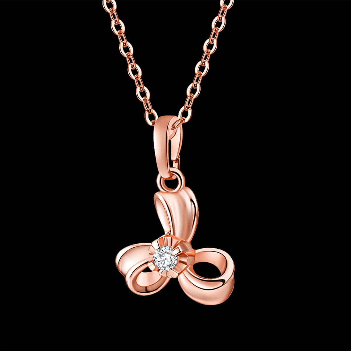 Cubic Zirconia & Rose Goldtone Sweet Petal Pendant Necklace