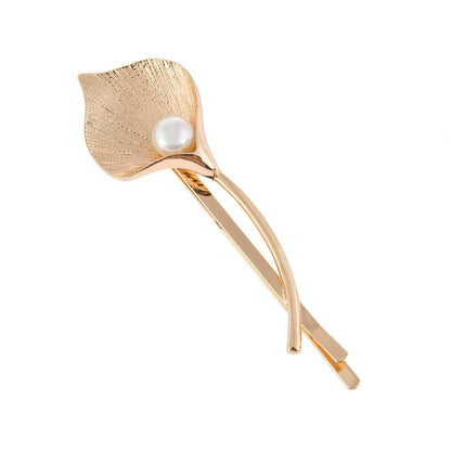 Pearl & Goldtone Lotus Leaf Hair Clip