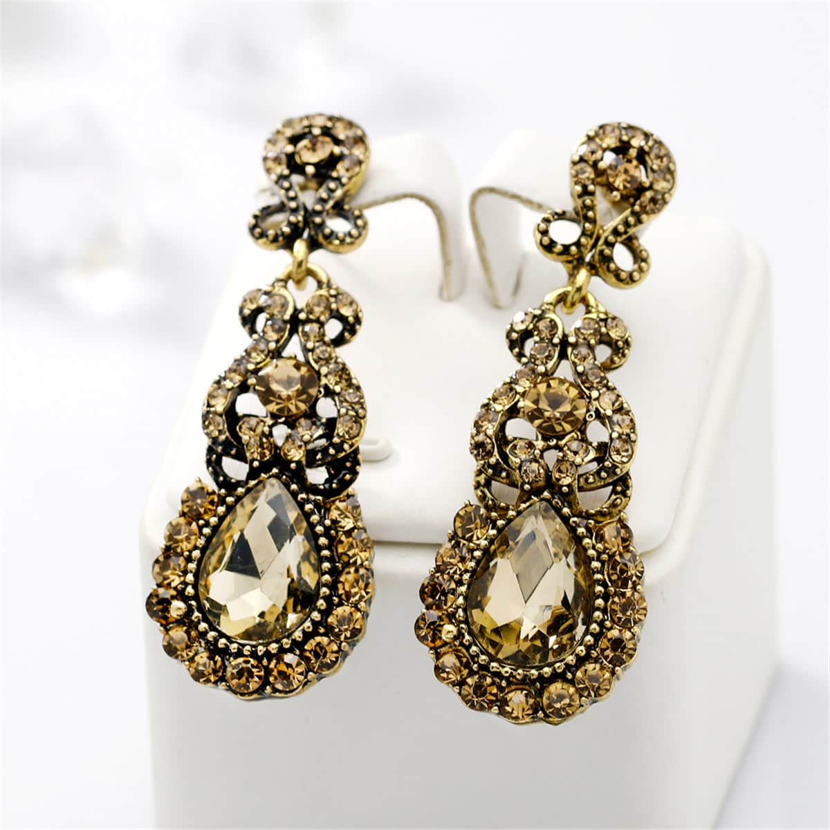Yellow Crystal & Cubic Zirconia Botany Drop Earrings