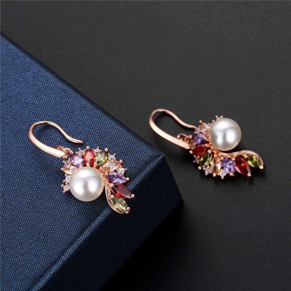 Cultured Pearl & Cubic Zirconia Butterfly-Wing Drop Earrings