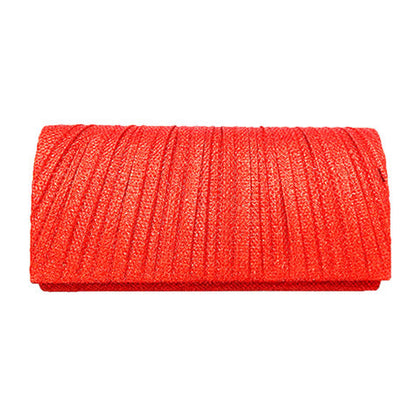 Pleated Shimmery Evening Clutch Crossbody Bag