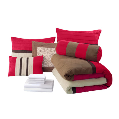 Elegant Comfort 12-Piece Cirena Micro suede Comforter Set, Includes 6-Piece Sheet Set with Double Sided Storage Pockets