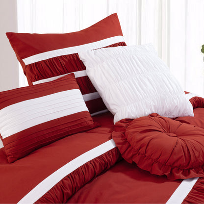 Elegant Comfort 12-Piece Isabella Pleated Ruched Ruffled Comforter Set, Includes 6-Piece Sheet Set with Double Sided Storage Pockets