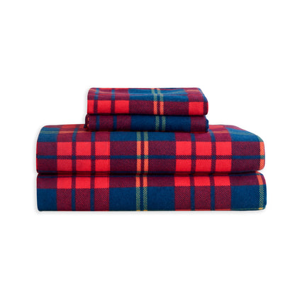 Elegant Comfort Flannel Plaid - 100% Turkish Cotton Flannel, 4-Piece Flannel Sheet Set