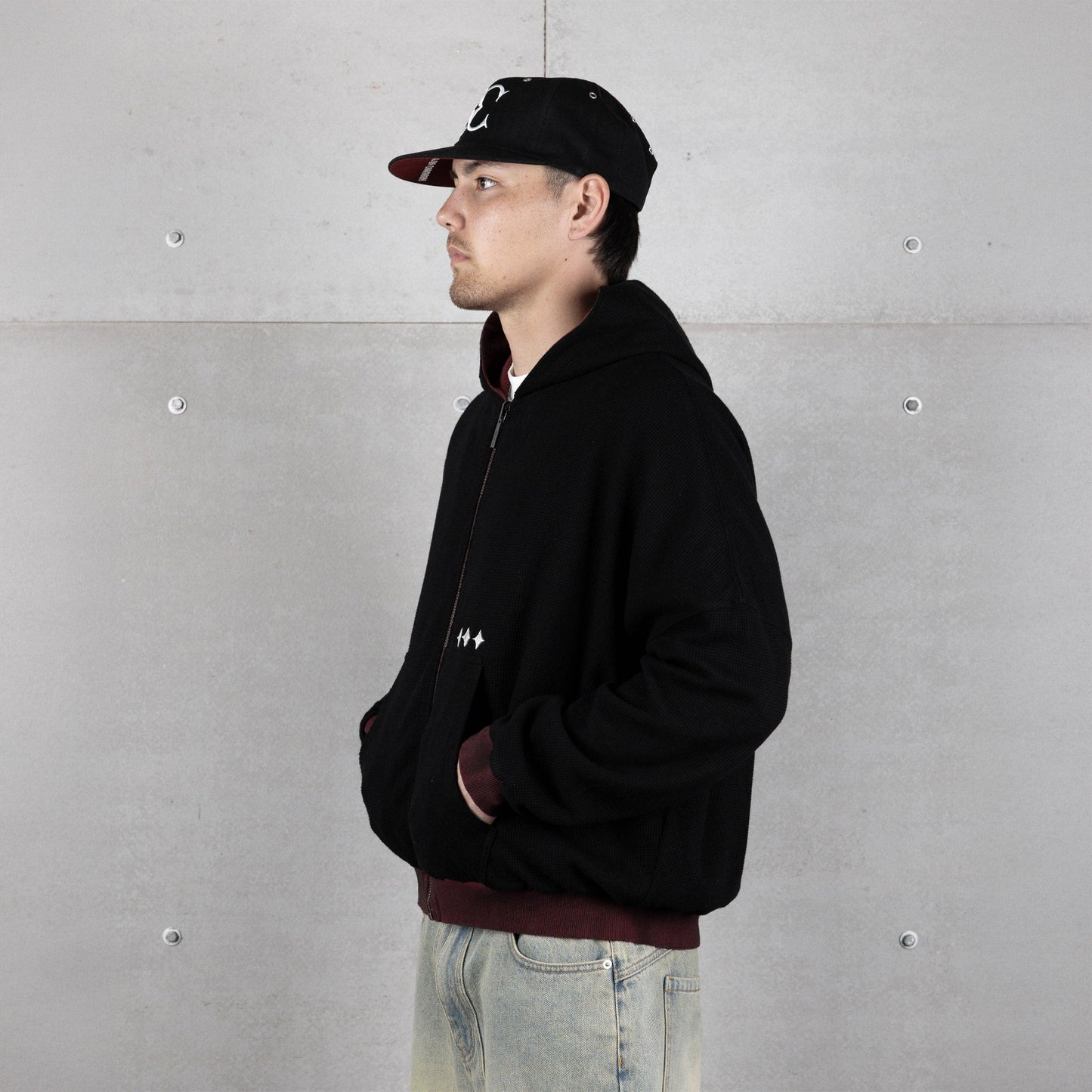 Commons Reversible Thermal Zip Up Hoodie Faded Plum/Black