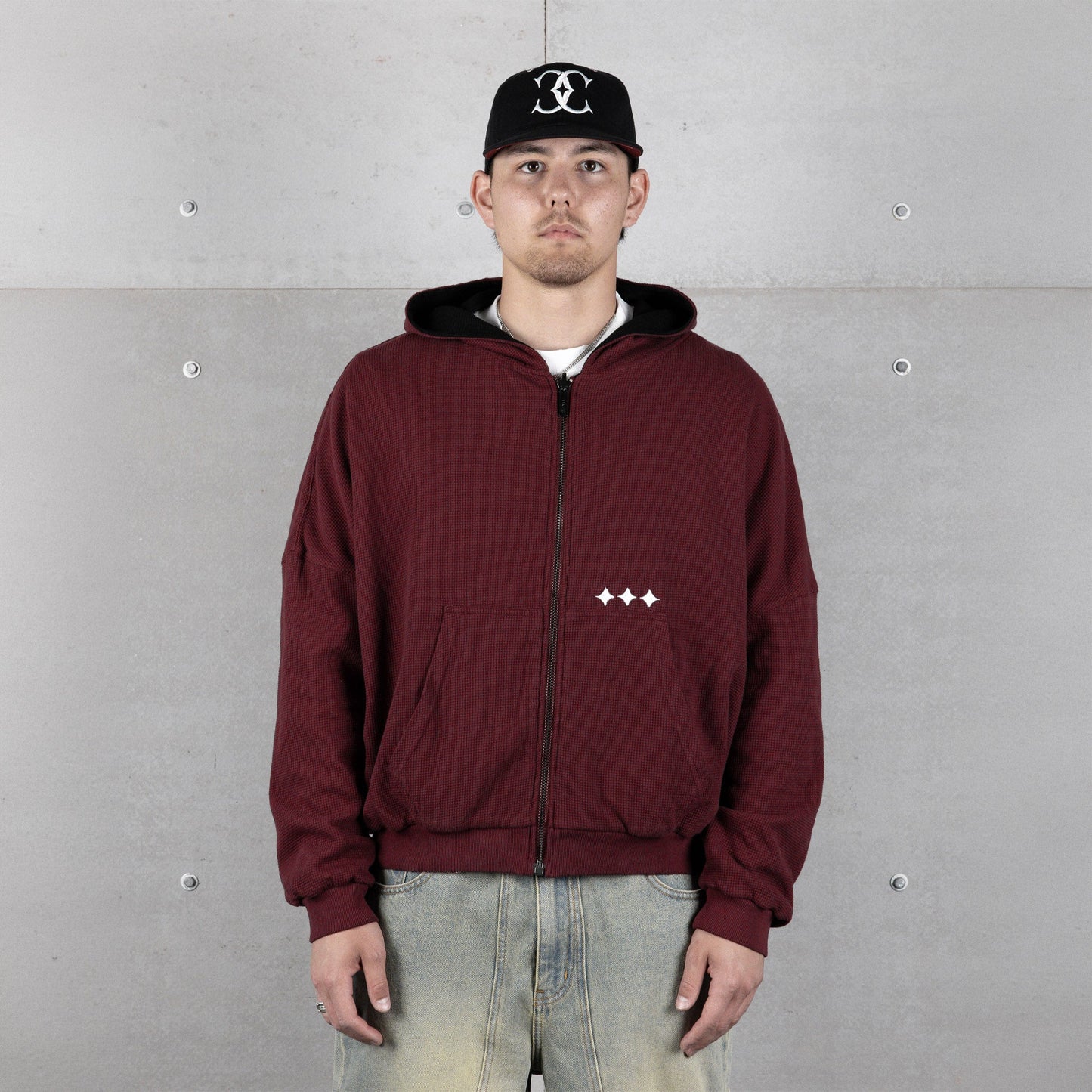 Commons Reversible Thermal Zip Up Hoodie Faded Plum/Black