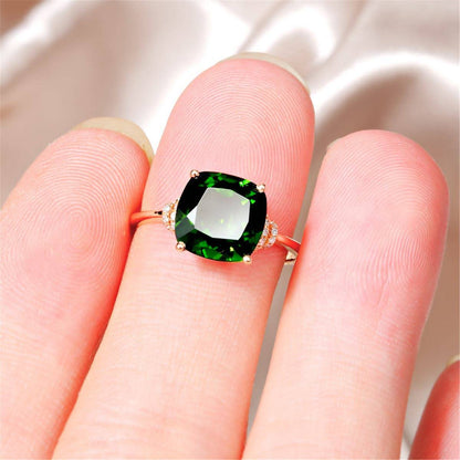 Green Crystal & Cubic Zirconia Princess-Cut Ring-2