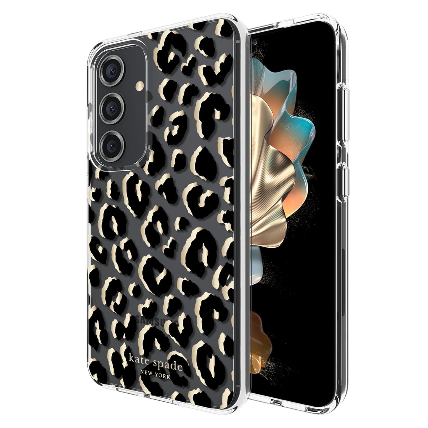 Kate Spade New York Samsung Galaxy S24 Case, Compatible with Wireless Charging - City Leopard Black