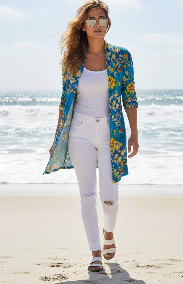 Blue Yellow Tropical Floral-