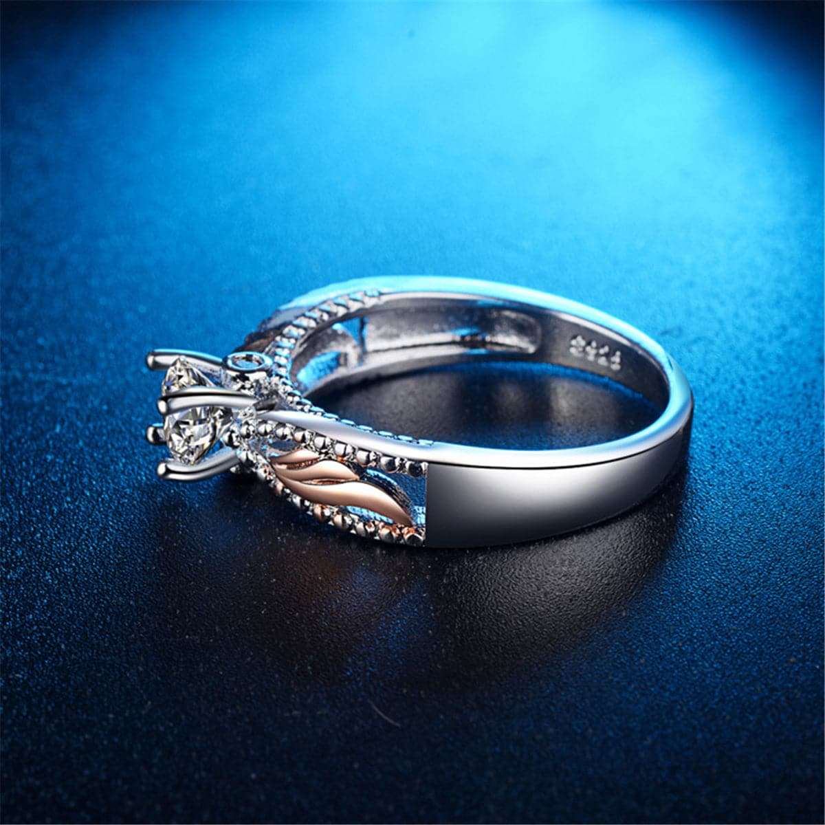 Crystal & Cubic Zirconia Two Tone Wing Ring-4