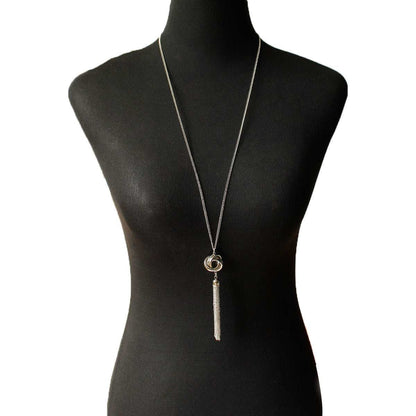 Silvertone Round Tassel Pendant Necklace