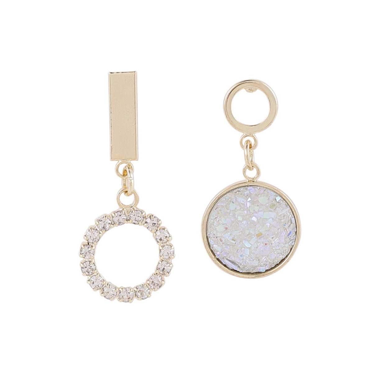 Cubic Zirconia & White Resin Goldtone Mismatch Drop Earrings