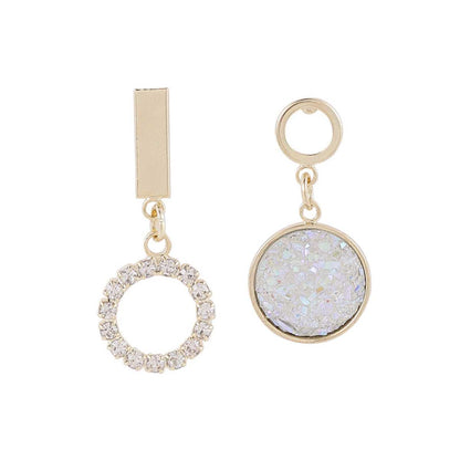 Cubic Zirconia & White Resin Goldtone Mismatch Drop Earrings