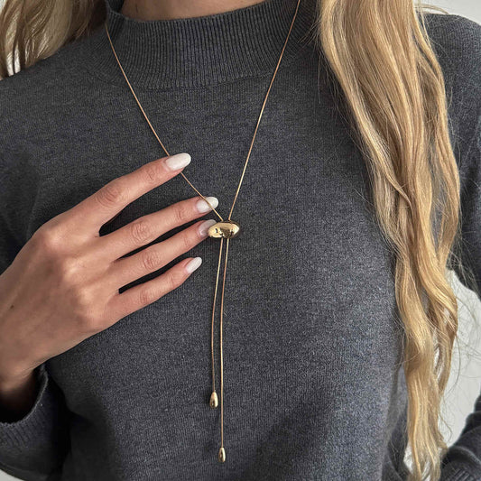 Goldtone Drop Tassel Lariat Necklace
