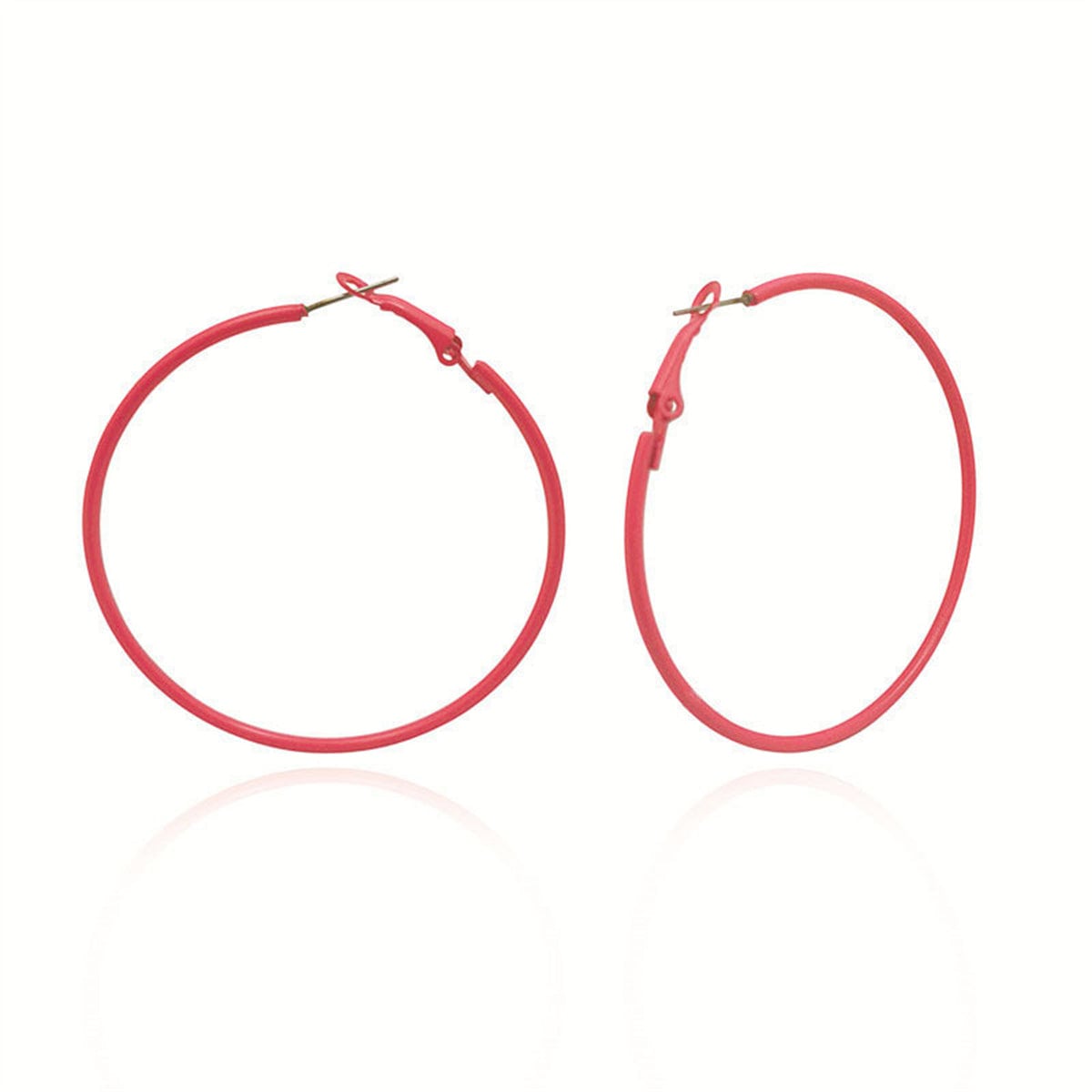Rose Enamel & Silvertone Hoop Earrings-3