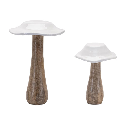 Melrose International Wood Mushroom Decor (Set of 4)
