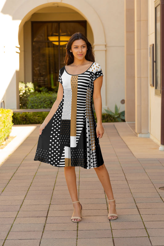 Beige & Black Geometric-