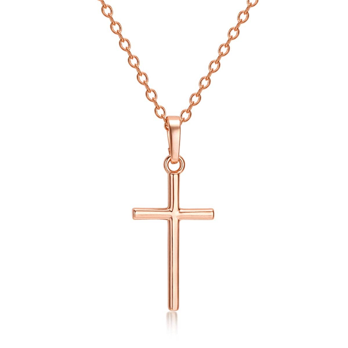 Rose Goldtone Cross Pendant Necklace