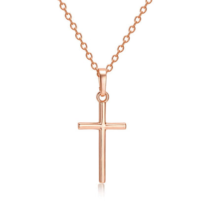 Rose Goldtone Cross Pendant Necklace