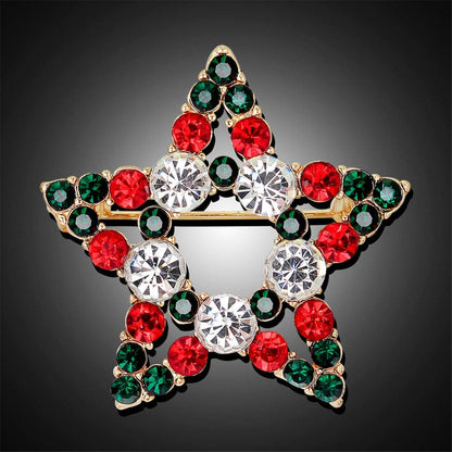 Cubic Zirconia & Goldtone Hollow Star Brooch