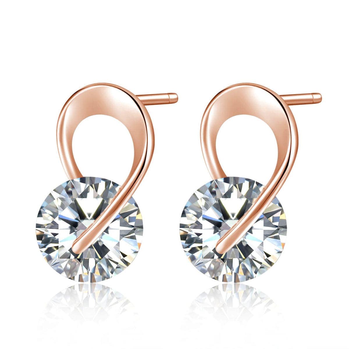 Crystal & Rose Goldtone Loop Stud Earrings