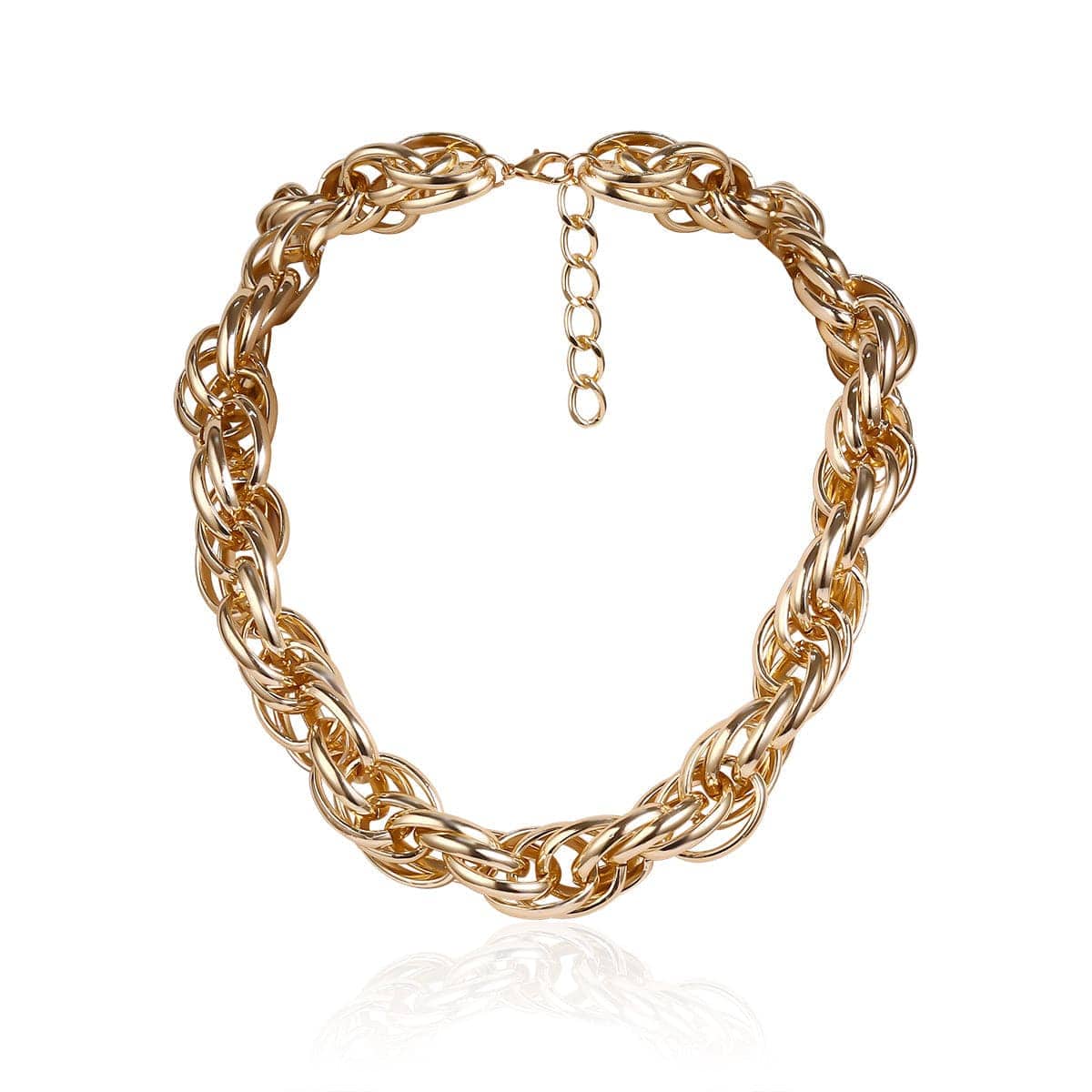 Goldtone Twine Rope-Chain Choker Necklace