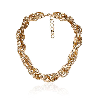 Goldtone Twine Rope-Chain Choker Necklace