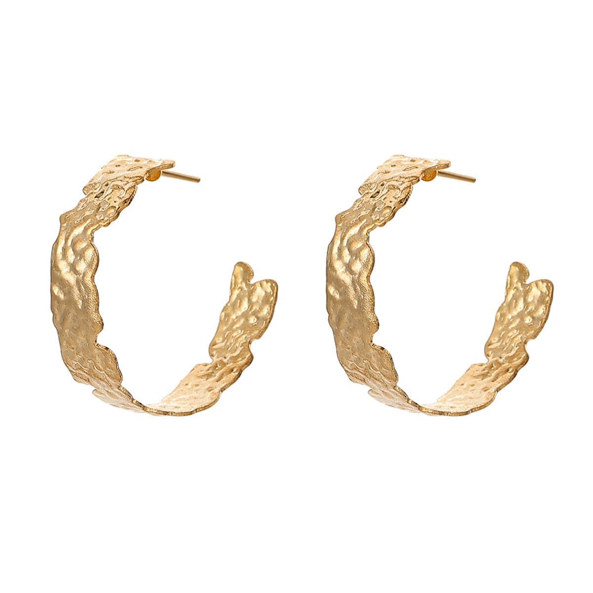 Goldtone Textured Abstract Half-Hoop Earrings