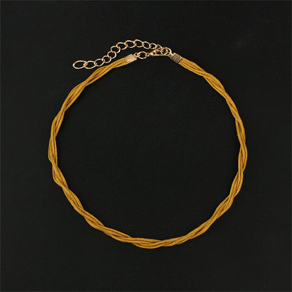 Turquoise & Yellow Multi-Strand Anklet Set