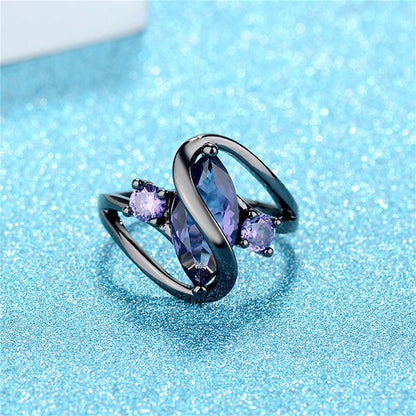 Purple Crystal & Black-Tone Marquise-Cut Ring-4