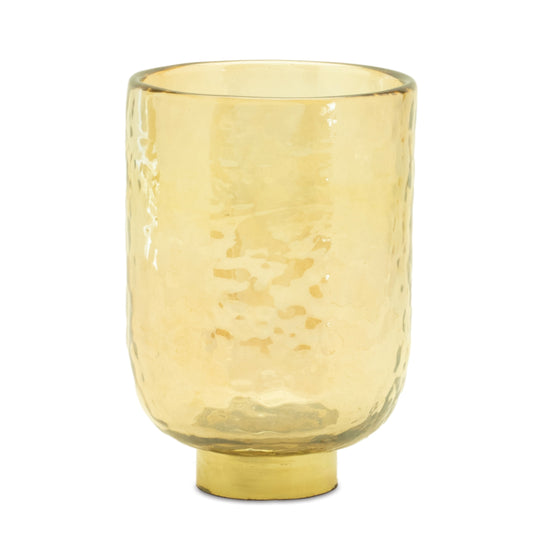 Melrose International Gold Glass Vase with Metal Accent (Set of 2)