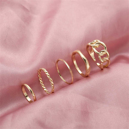 Goldtone Cable Chain Open Ring Set