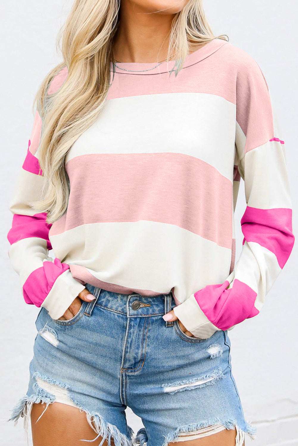 Iris Striped Long Sleeve Top - Light Pink / S - 4/6