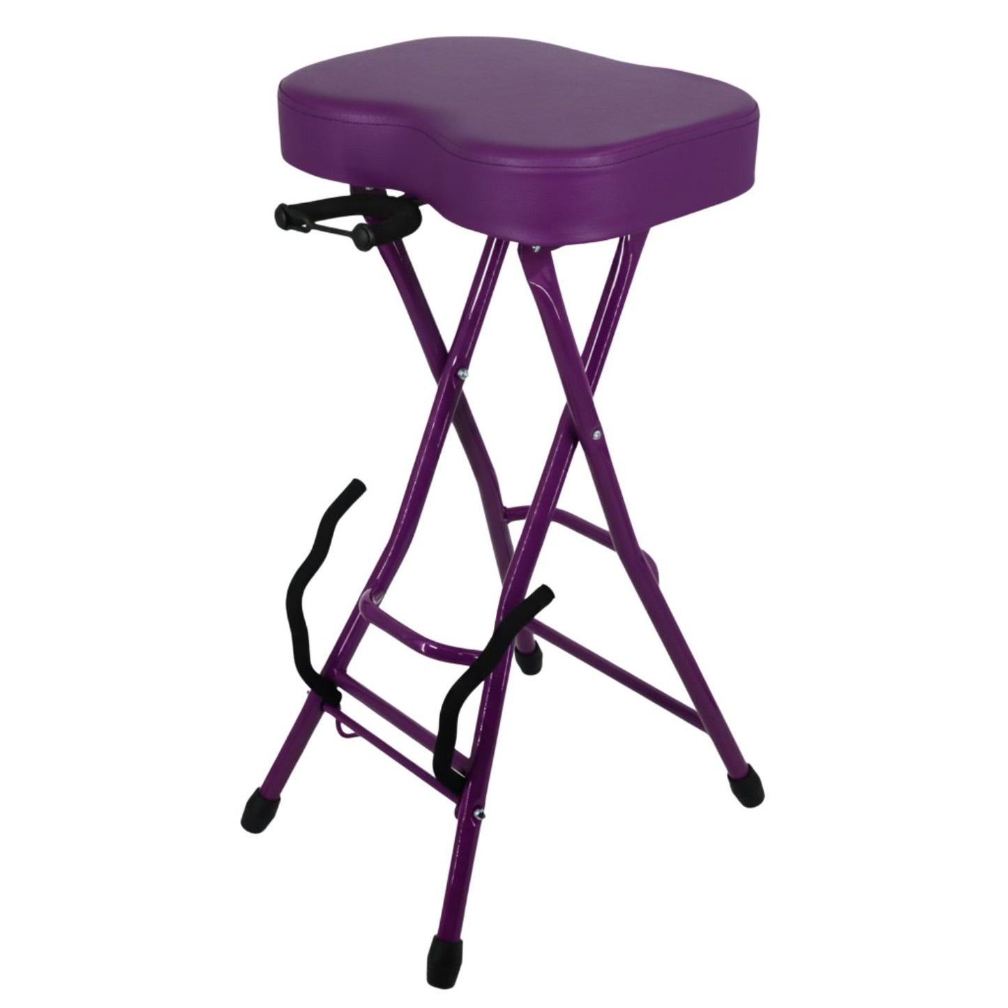 5 Core Guitar Stool 3.15" Padded Chair Foldable Heavy Duty Music Seat Built in Foot Rest Guitar Stand - Purple