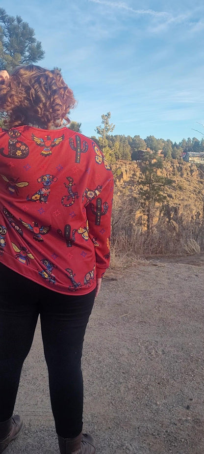 Baha Ranch Colores de Mexico Talavera Floral Animals Drop Shoulder Cardigan