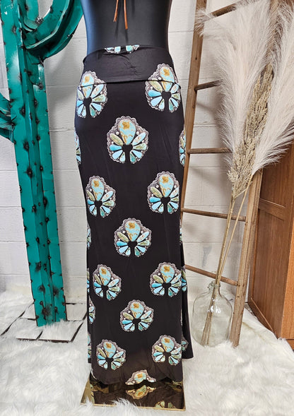 Baha Ranch Turquoise Naja Maxi Skirt