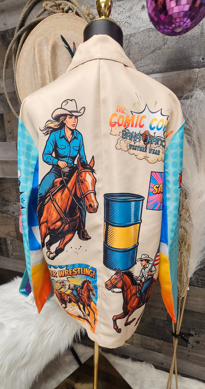 Baha Ranch The Comic Corral Cowgirl Western Rodeo Blazer