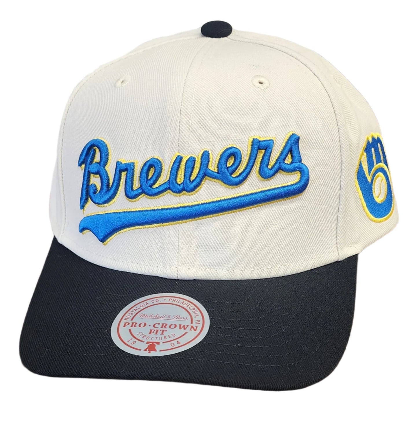 Mitchell & Ness Men's MLB Off Word Pro Snapback Coop Brewers Snapback Caps