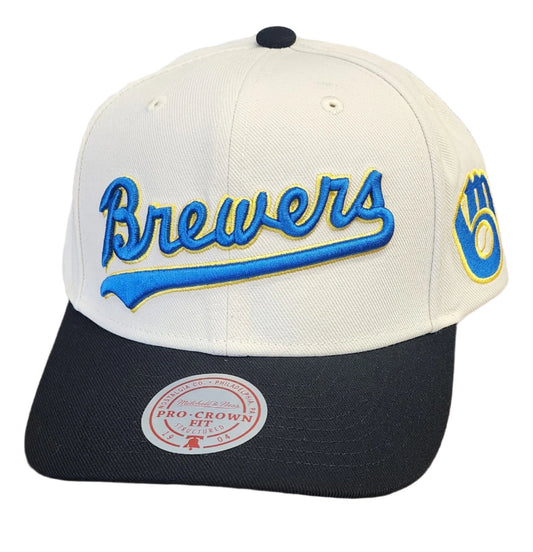 Mitchell & Ness Men's MLB Off Word Pro Snapback Coop Brewers Snapback Caps