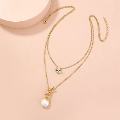 Pearl & Goldtone Knot-Detail Layered Pendant Necklace
