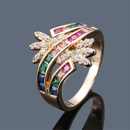 Rainbow Crystal & Cubic Zirconia Crown Ring-4