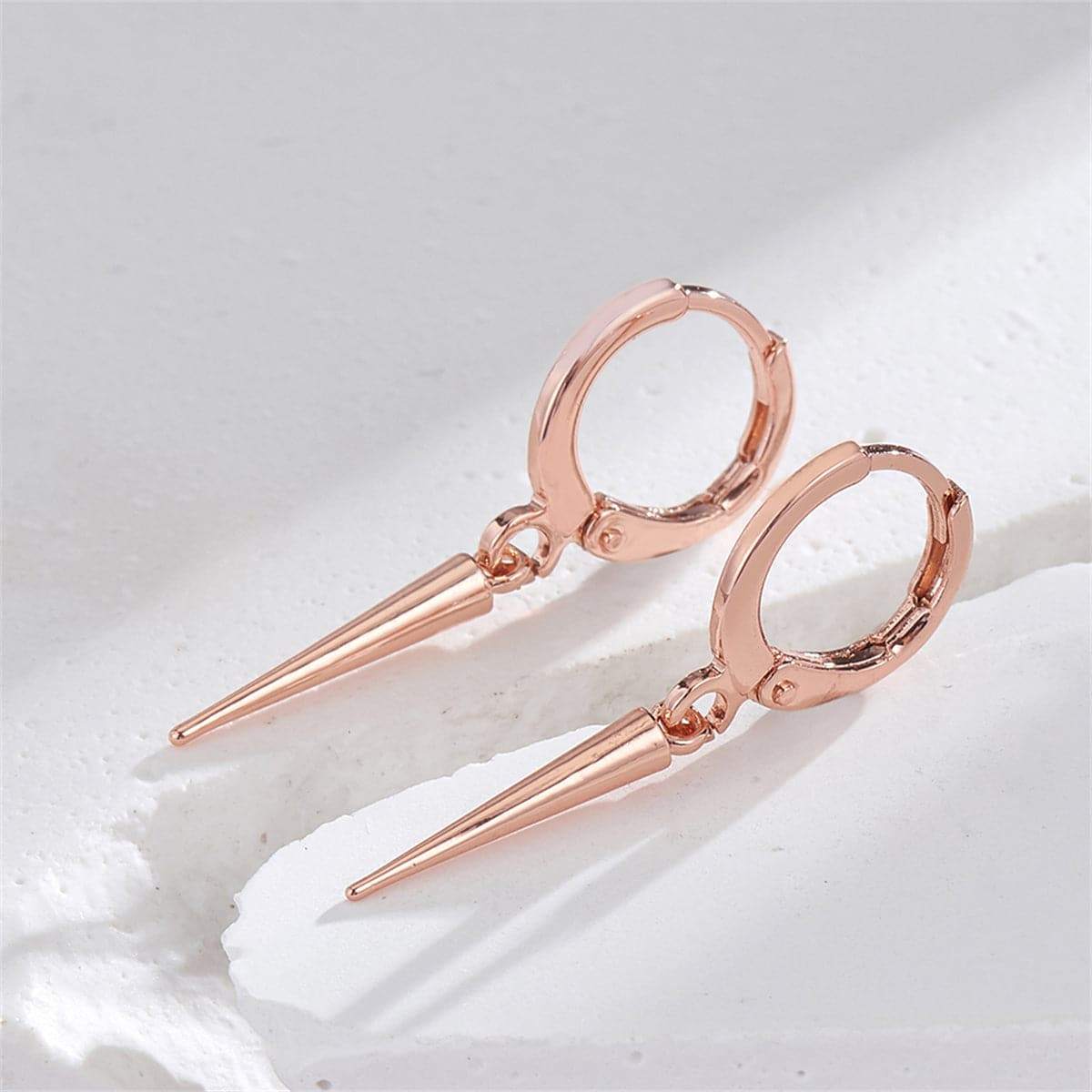 Rose Goldtone Awl Huggie Earrings