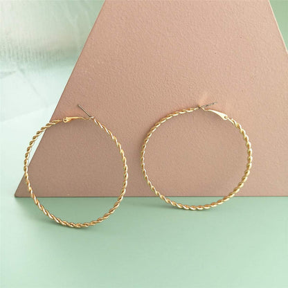 Goldtone Twine Hoop Earrings-1