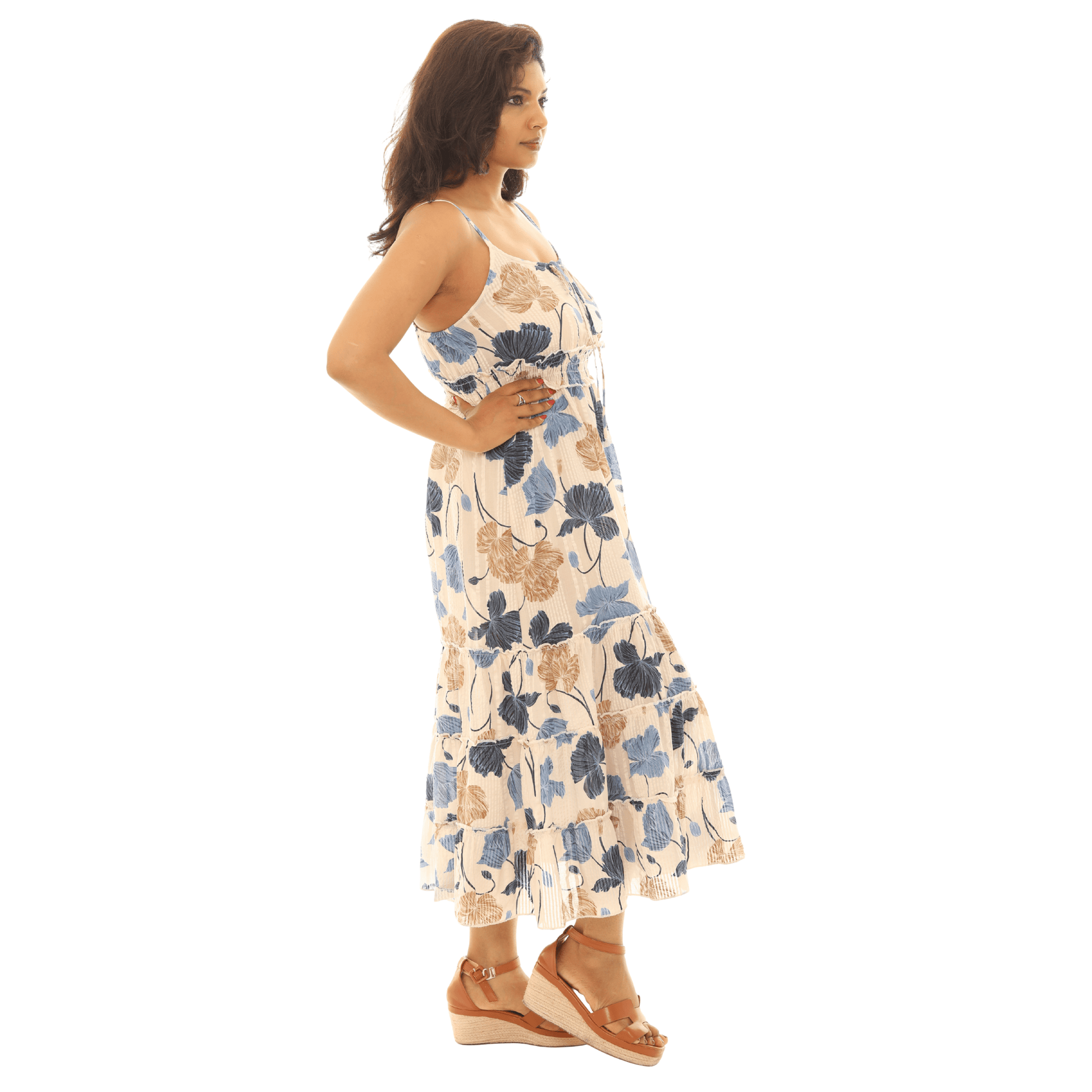 Cream with Blue Florals-