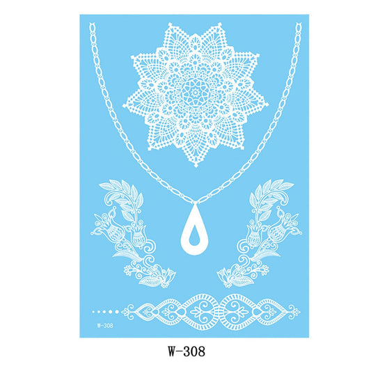 White Floral Drop Temporary Tattoos-Set of 5