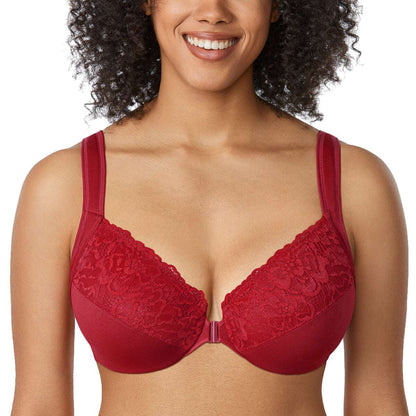 Plus Size Front Closure Lace Underwire Bra