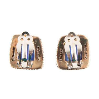 Roped Blue Lapis Golden Clip Earrings