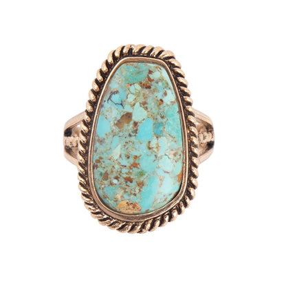 Roped Blue Turquoise Golden Ring