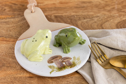 Ceramic Frog Salt and Pepper Green for Spring Serving and Entertaining